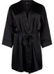 Satin kimono med bælte, Black, Packshot image number 0