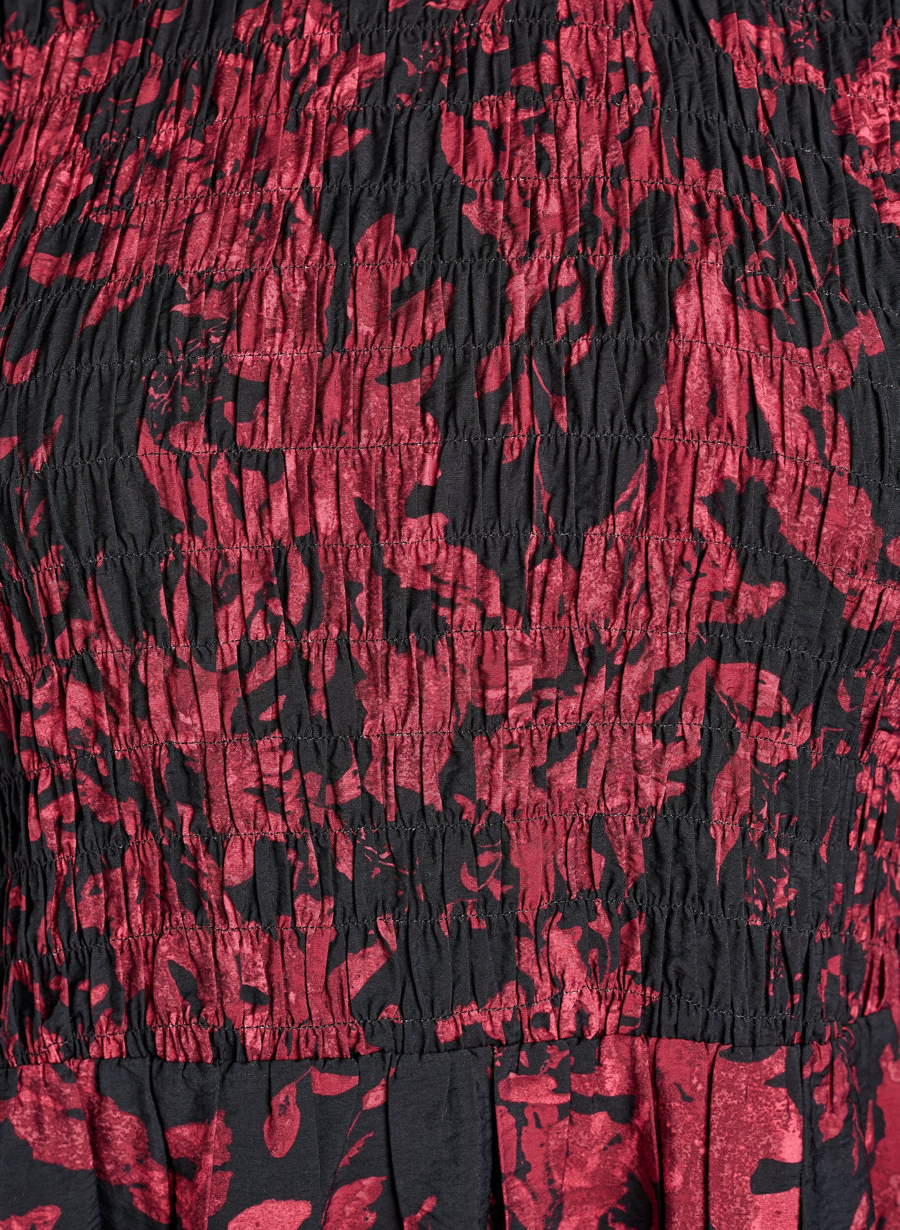 ZizziBluse med smock og lange &aelig;rmer, Sort, Packshot image number 2