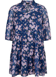 Tunika med blomsterprint og lurex, Blue Small Fl. AOP