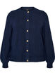 Cardigan i bl&oslash;d strik med guldfarvede knapper, Bl&aring;, Packshot image number 0