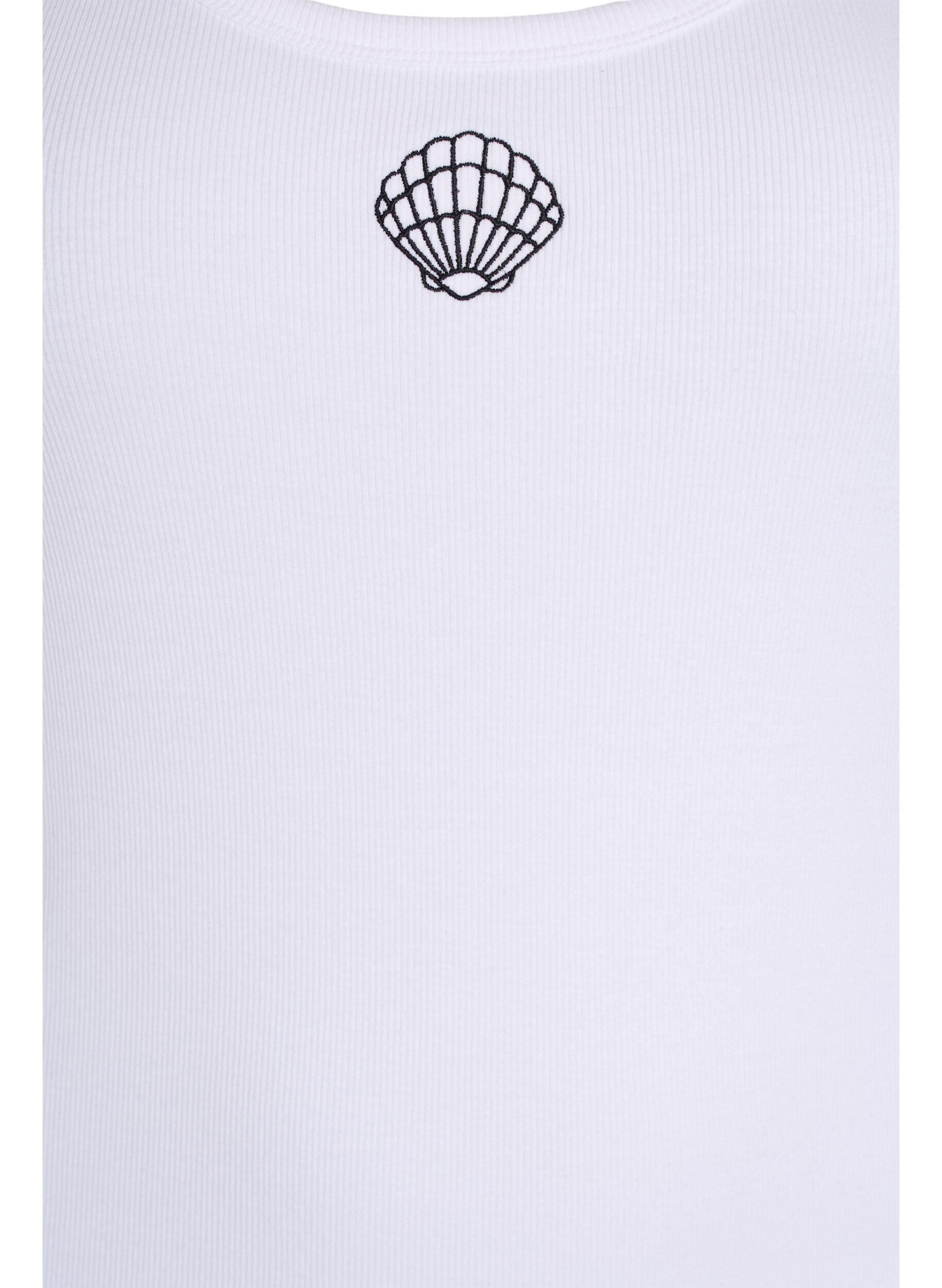 Zizzi T&aelig;tsiddende top med motiv, Hvid, Packshot image number 2