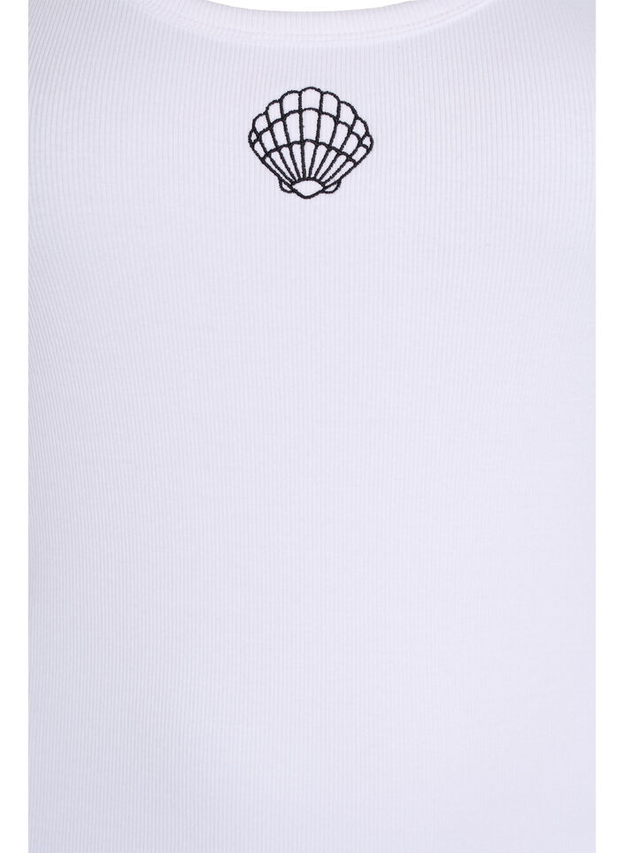 T&aelig;tsiddende top med motiv, Hvid, Packshot image number 2