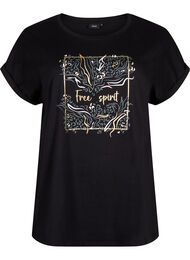 T-shirt i økologisk bomuld med guldtryk, Black W. Free