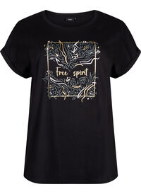 T-shirt i økologisk bomuld med guldtryk
