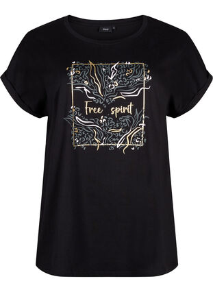 T-shirt i økologisk bomuld med guldtryk, Black W. Free, Packshot image number 0
