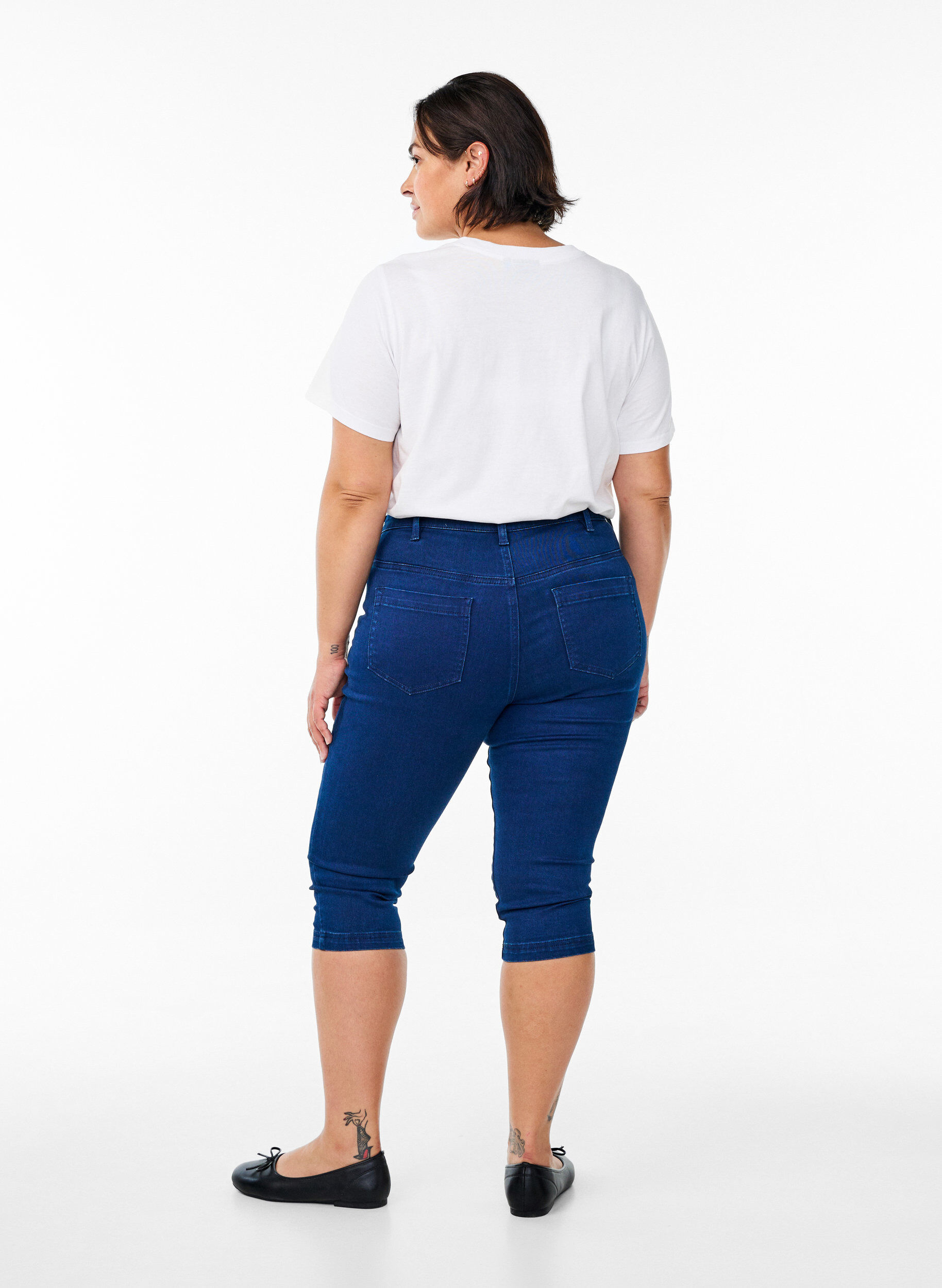 ZizziH&oslash;jtaljede Amy capri jeans med super slim fit, Bl&aring;, Model image number 1