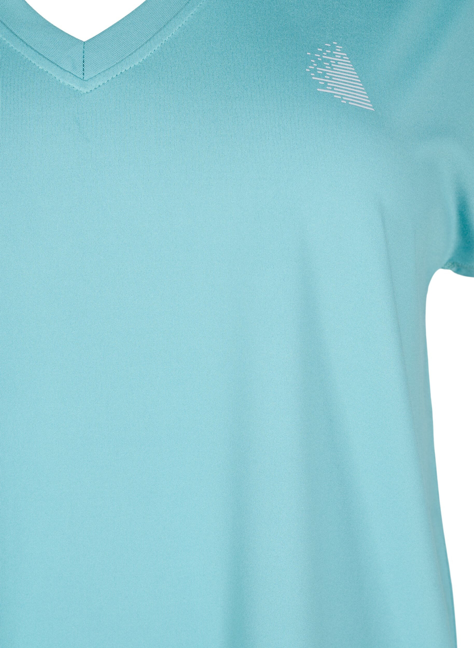 Zizzi L&oslash;s tr&aelig;nings t-shirt med v-hals, Gr&oslash;n, Packshot image number 2