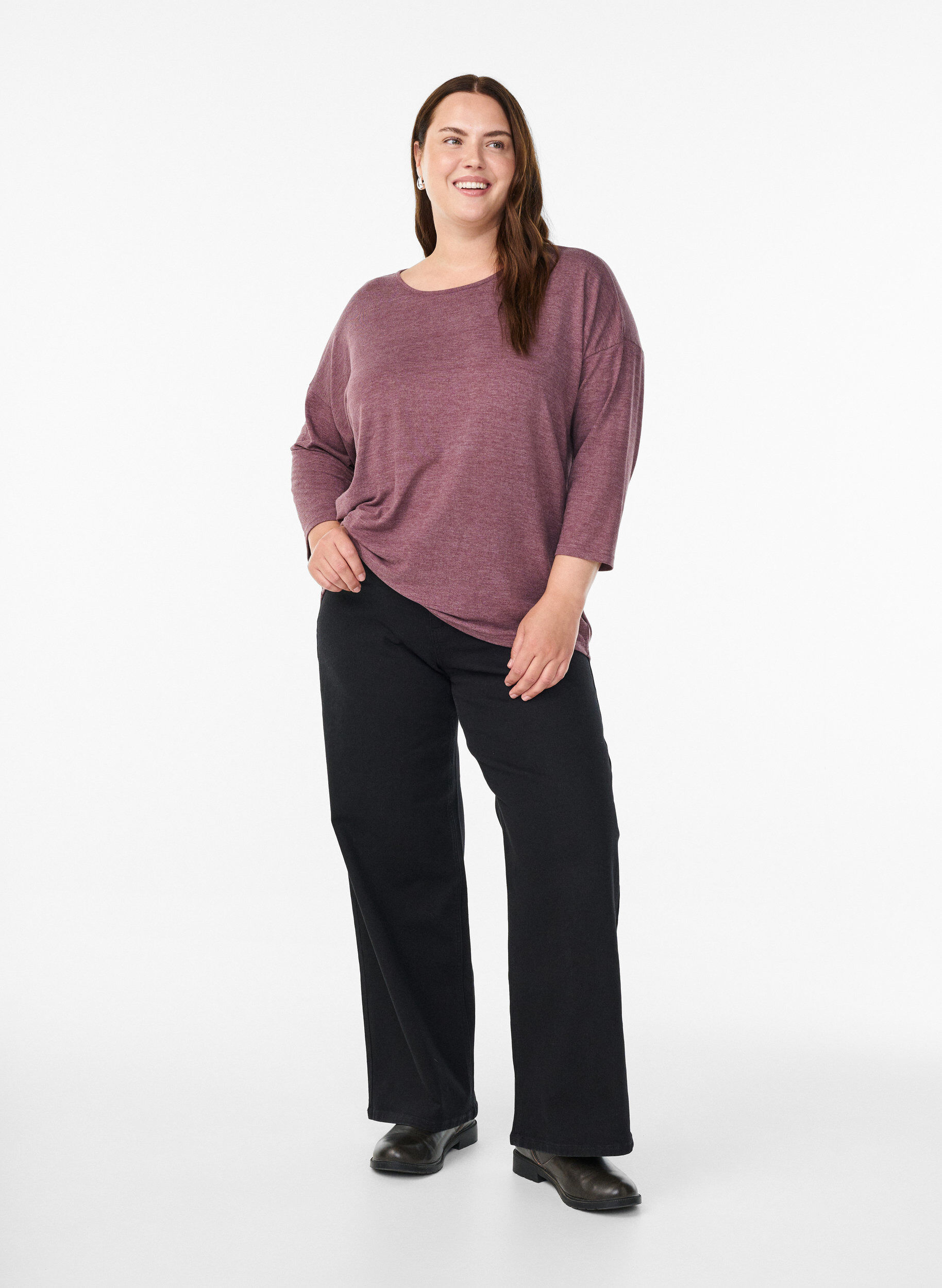 ZizziJerseybluse med 3/4 &aelig;rmer, R&oslash;d, Model image number 1