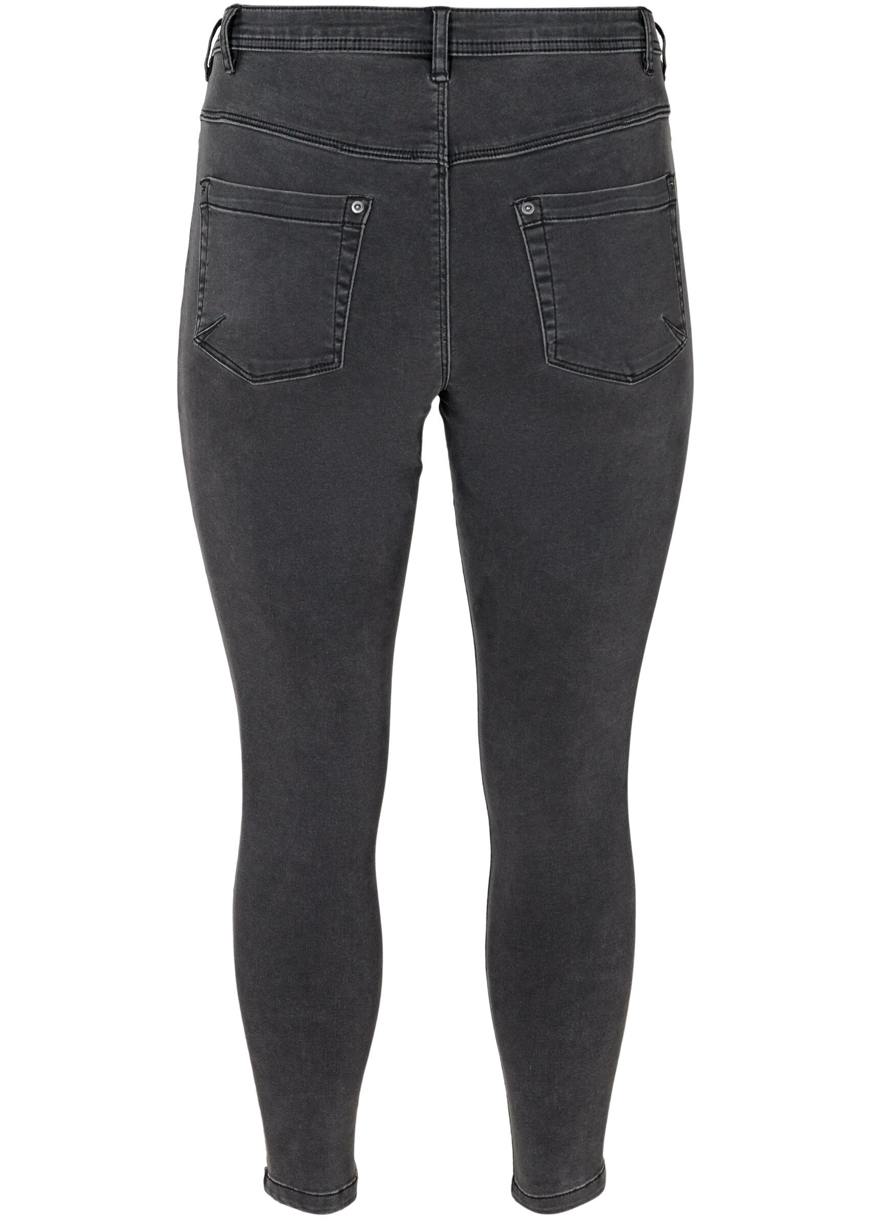 Zizzi Cropped Amy jeans med lynl&aring;sdetalje, Gr&aring;, Packshot image number 1