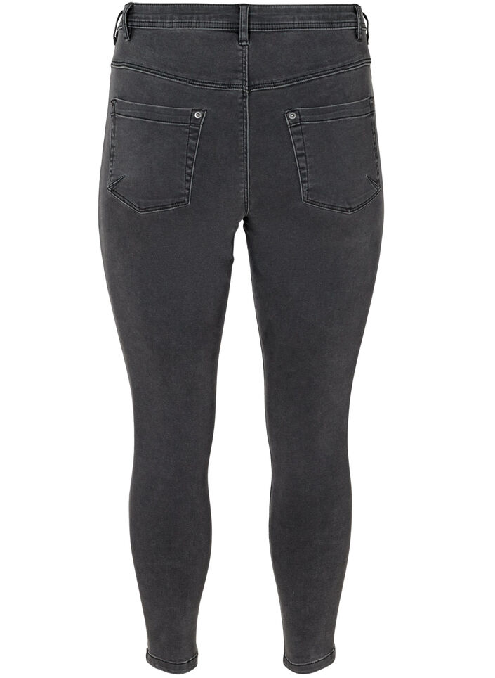Cropped Amy jeans med lynl&aring;sdetalje, Gr&aring;, Packshot image number 1