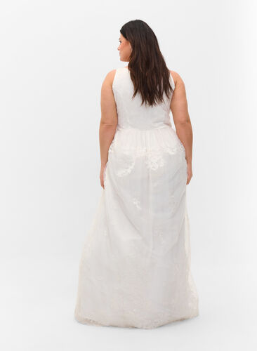 Ærmeløs brudekjole med v-udskæring, Star White, Model image number 1
