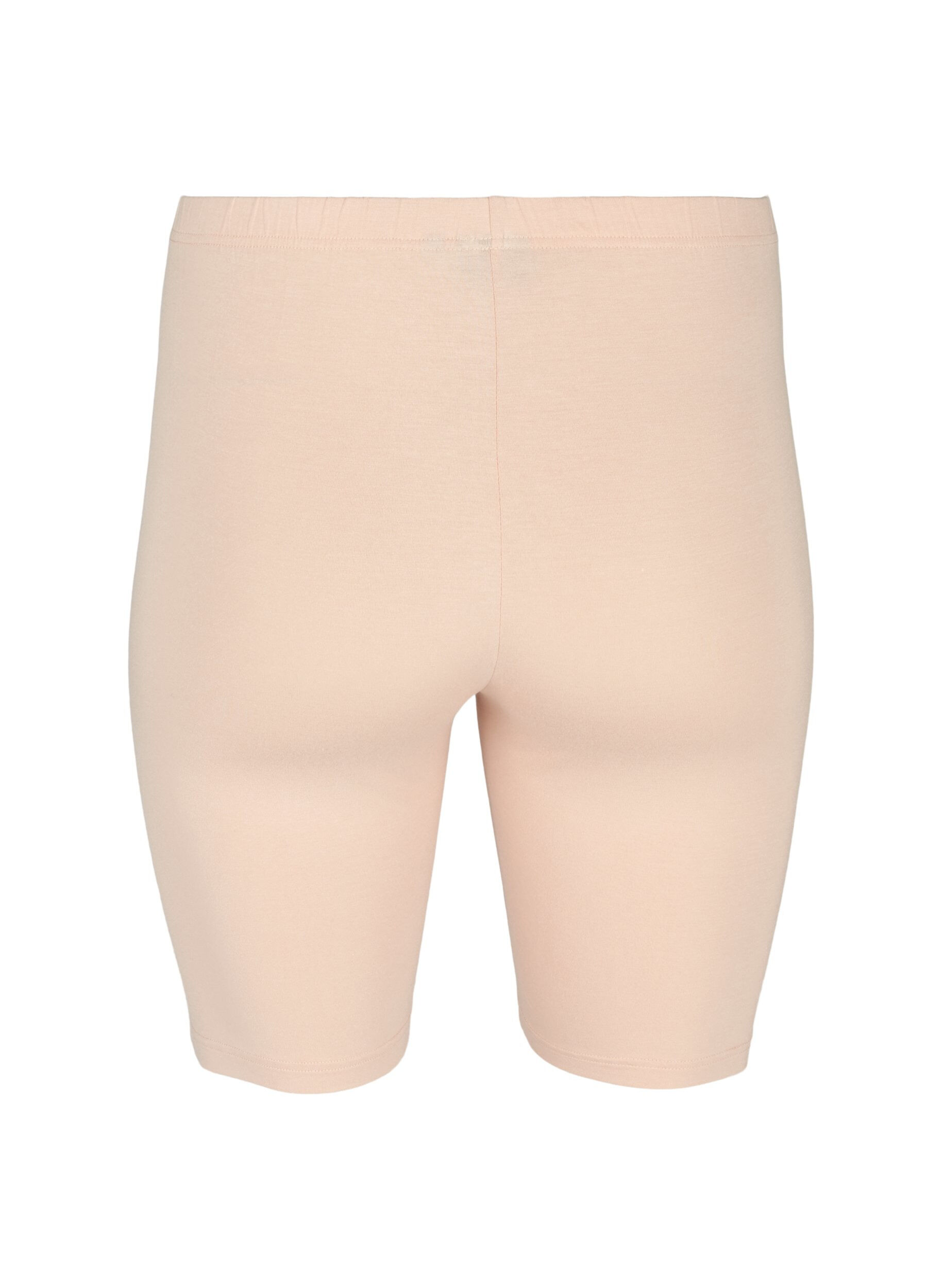 Zizzi Ensfarvede basis cykelshorts, Beige, Packshot image number 1