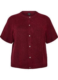Strik cardigan med korte &aelig;rmer, R&oslash;d