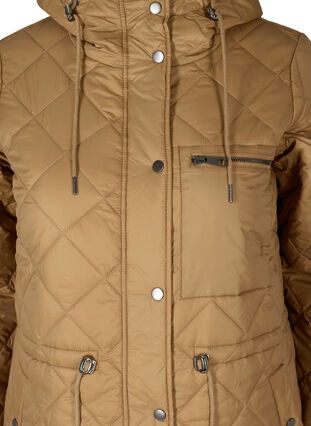 Quiltet letvægts jakke med hætte, Tobacco Brown, Packshot image number 2