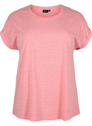 Meleret t-shirt med korte ærmer, Living Coral Mel., Packshot image number 0