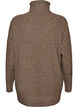 L&oslash;s strikbluse med rullekrave, Brun, Packshot image number 1