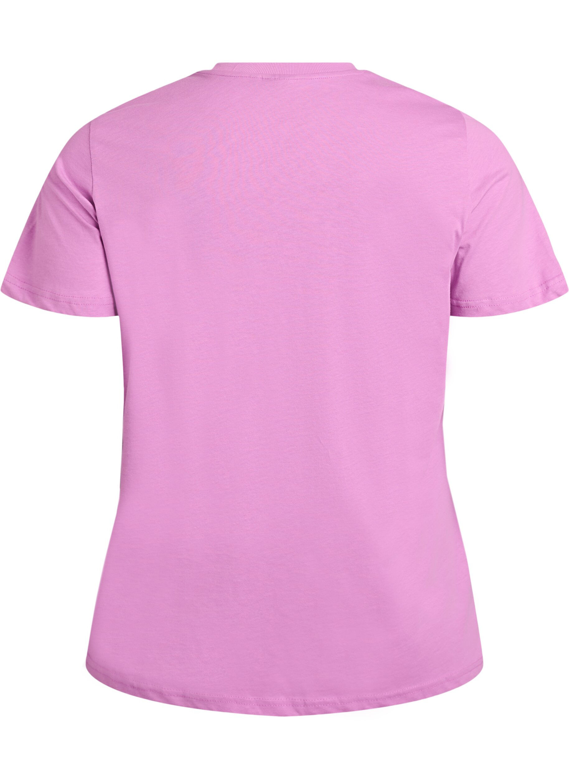 Zizzi Basis t-shirt i bomuld med rund hals, Lilla, Packshot image number 1