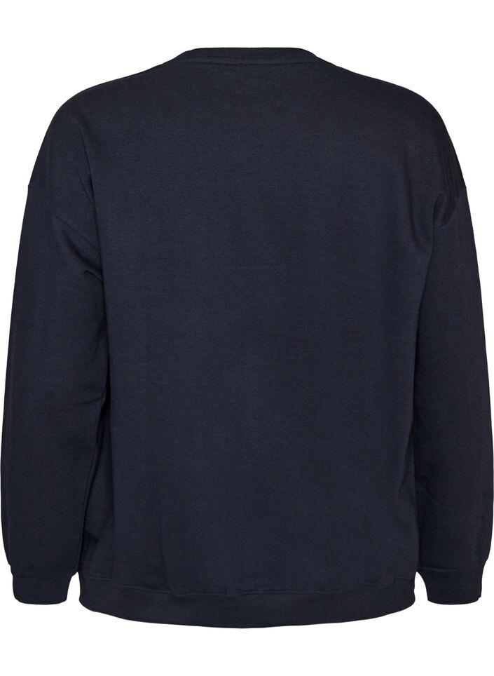 Sweatshirt med tekstmotiv, Bl&aring;, Packshot image number 1