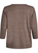Jerseybluse med 3/4 &aelig;rmer, Brun, Packshot image number 1