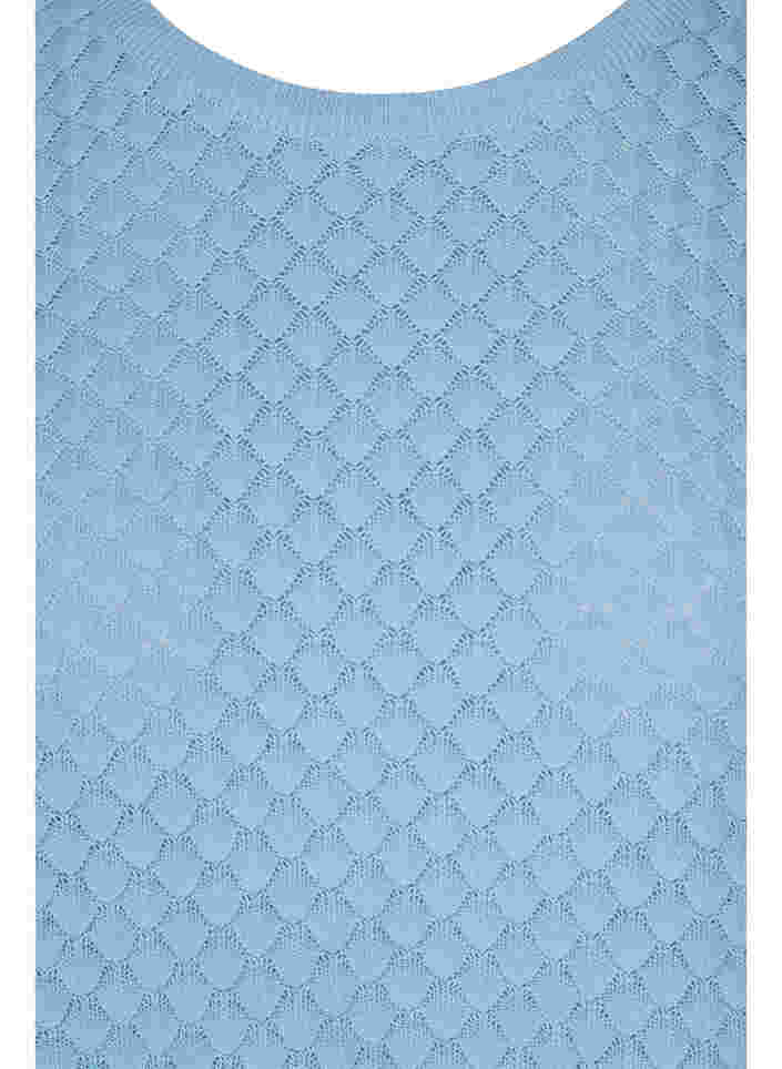 Mønstret strikbluse i økologisk bomuld, Chambray Blue, Packshot image number 2