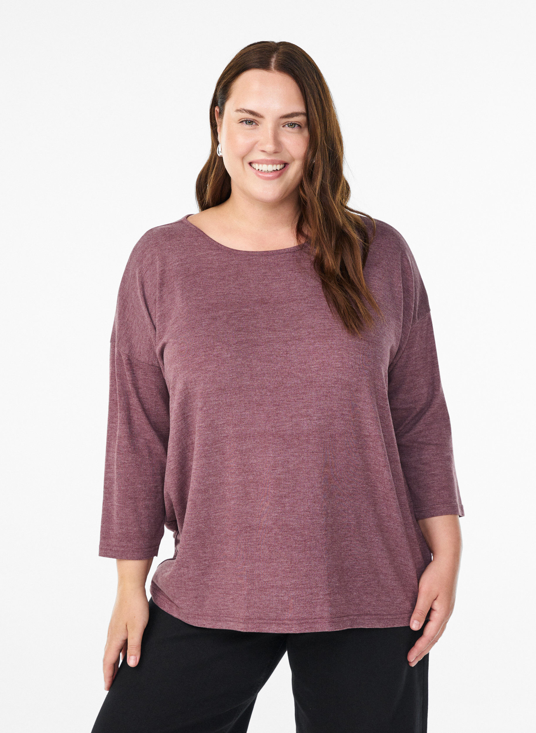 ZizziJerseybluse med 3/4 &aelig;rmer, R&oslash;d, Model image number 0