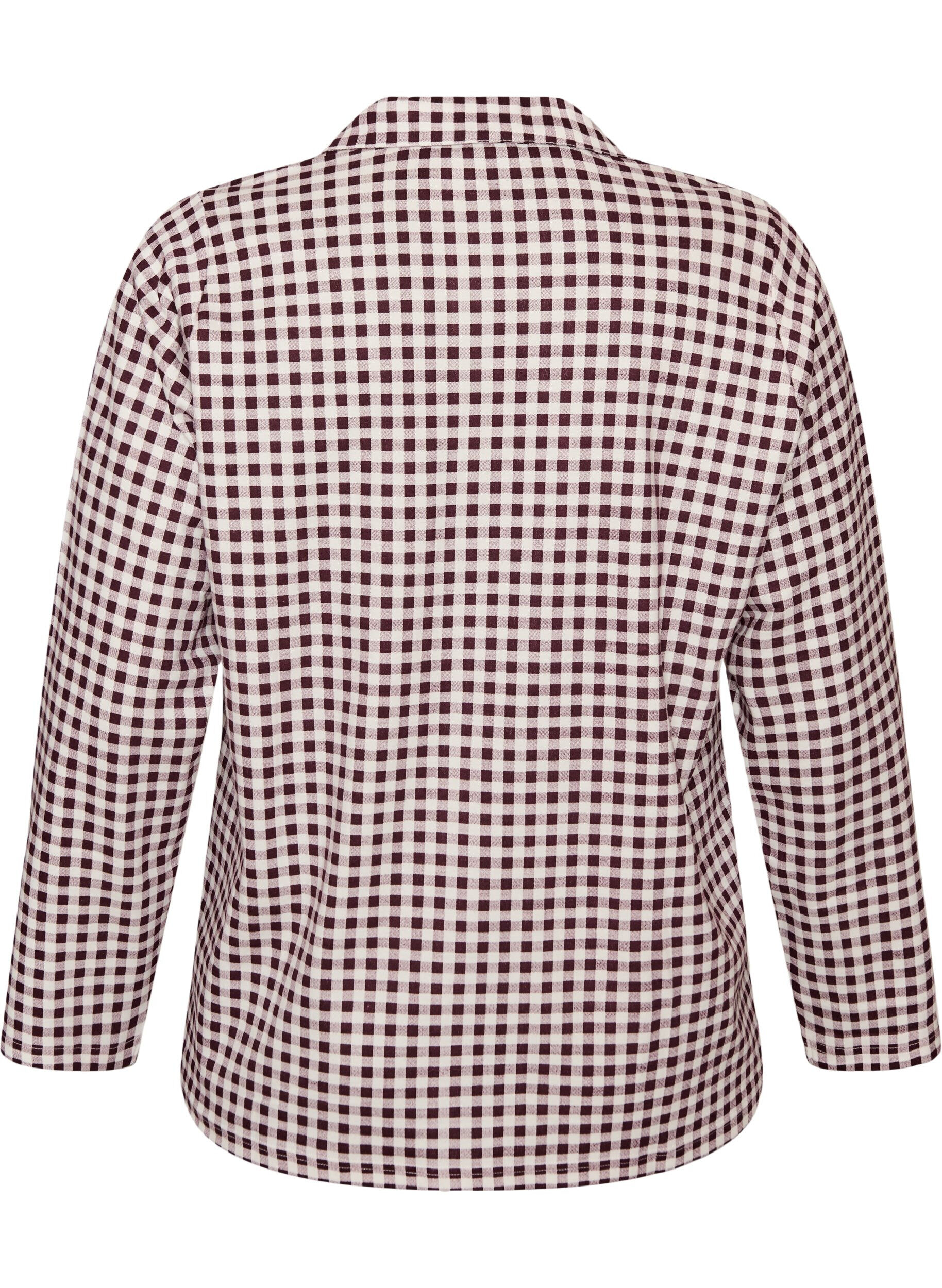 ZizziBomulds pyjamas-skjorte med brystlomme, R&oslash;d, Packshot image number 1