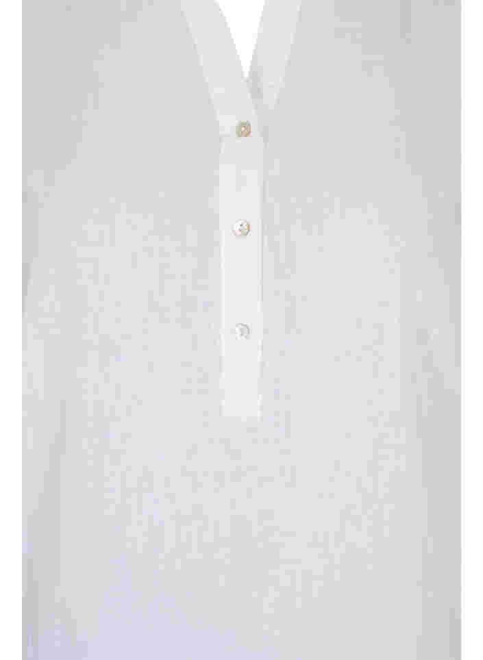 Lang skjortekjole med korte ærmer, White, Packshot image number 2