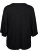 Jerseybluse med albuelange &aelig;rmer og balloneffekt, Sort, Packshot image number 1