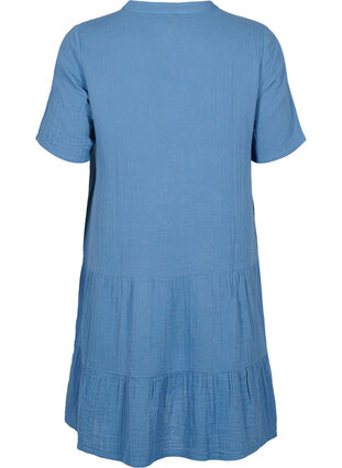 Kortærmet kjole i 100% bomuld, Moonlight Blue, Packshot image number 1