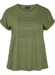 T-shirt med tryk i økologisk bomuld, Four Leaf CloverText