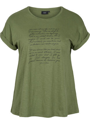 T-shirt med tryk i økologisk bomuld, Four Leaf CloverText, Packshot image number 0