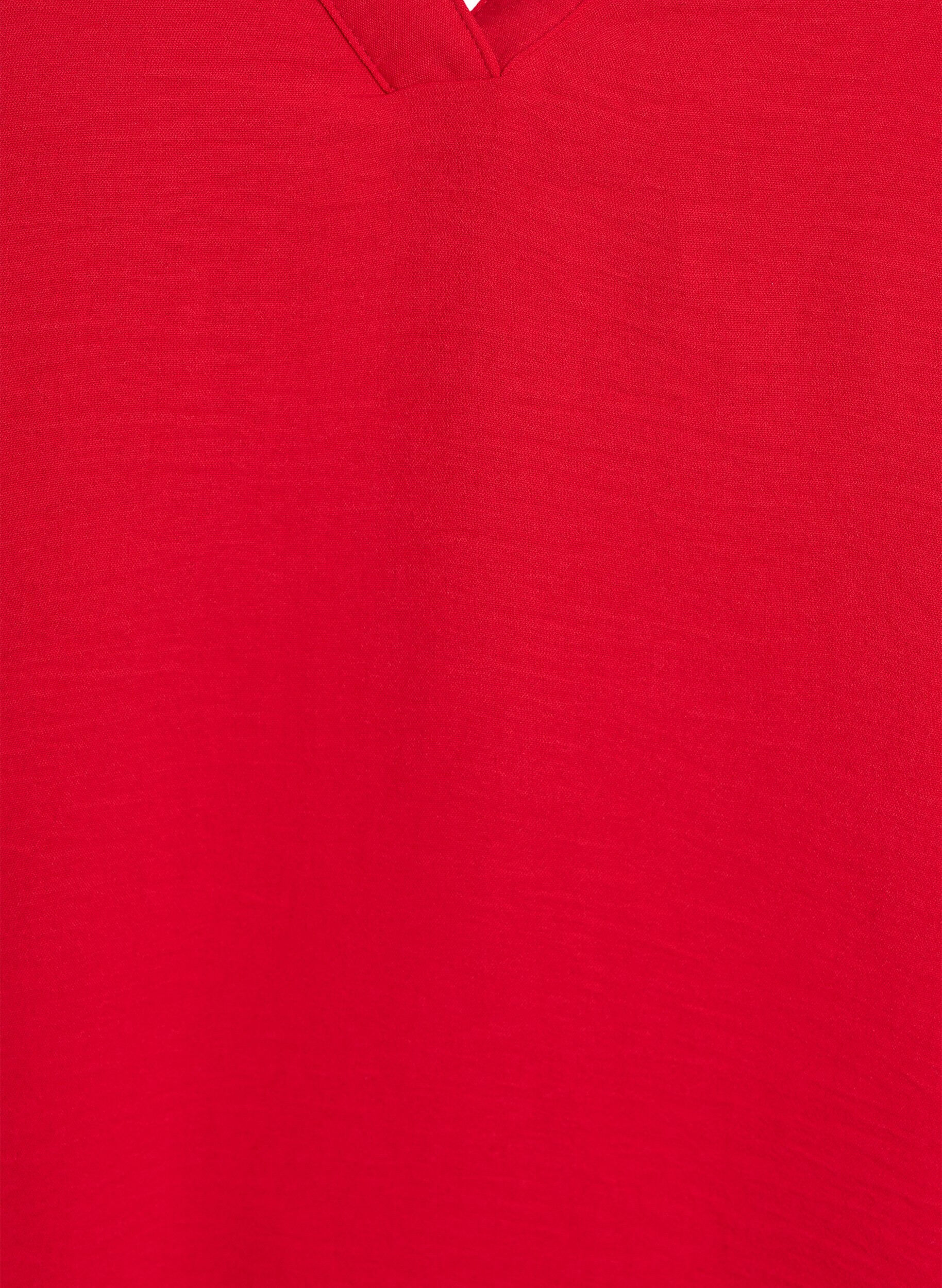 Zizzi&AElig;rmel&oslash;s top med rynkedetaljer, R&oslash;d, Packshot image number 2