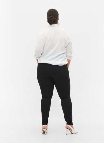 Super slim Amy jeans med snøredetalje, Black, Model image number 1