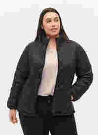 Quiltet jakke med lynlås og lommer , Black, Model
