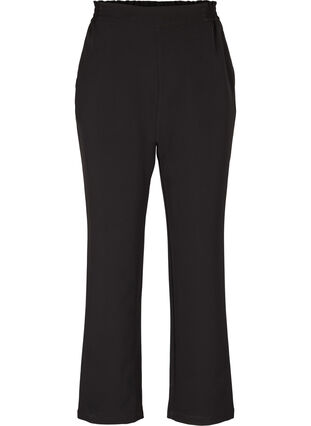 Ensfarvede bukser med straight fit, Black, Packshot image number 0