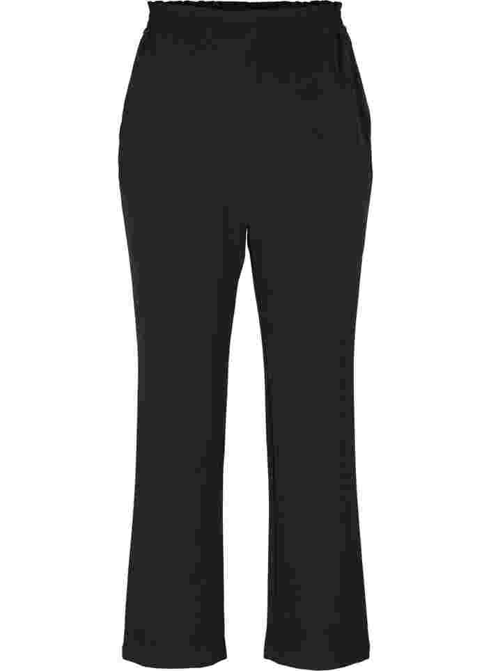 Ensfarvede bukser med flare, Black, Packshot image number 0