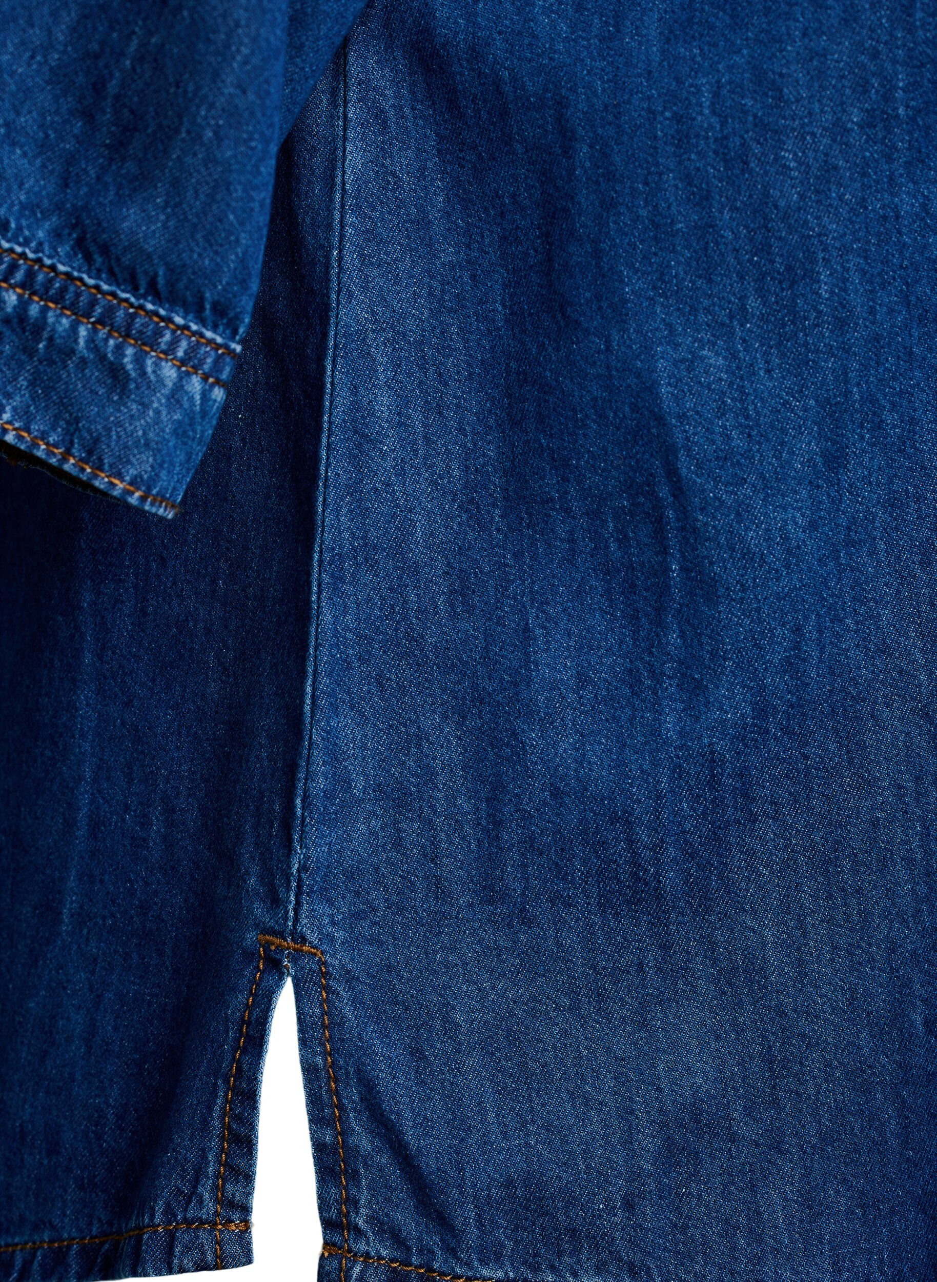 ZizziDenimbluse med brystlomme og albuelange &aelig;rmer, Bl&aring;, Packshot image number 3