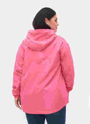 Kort jakke med hætte og justerbar bund, Hot Pink, Model image number 1