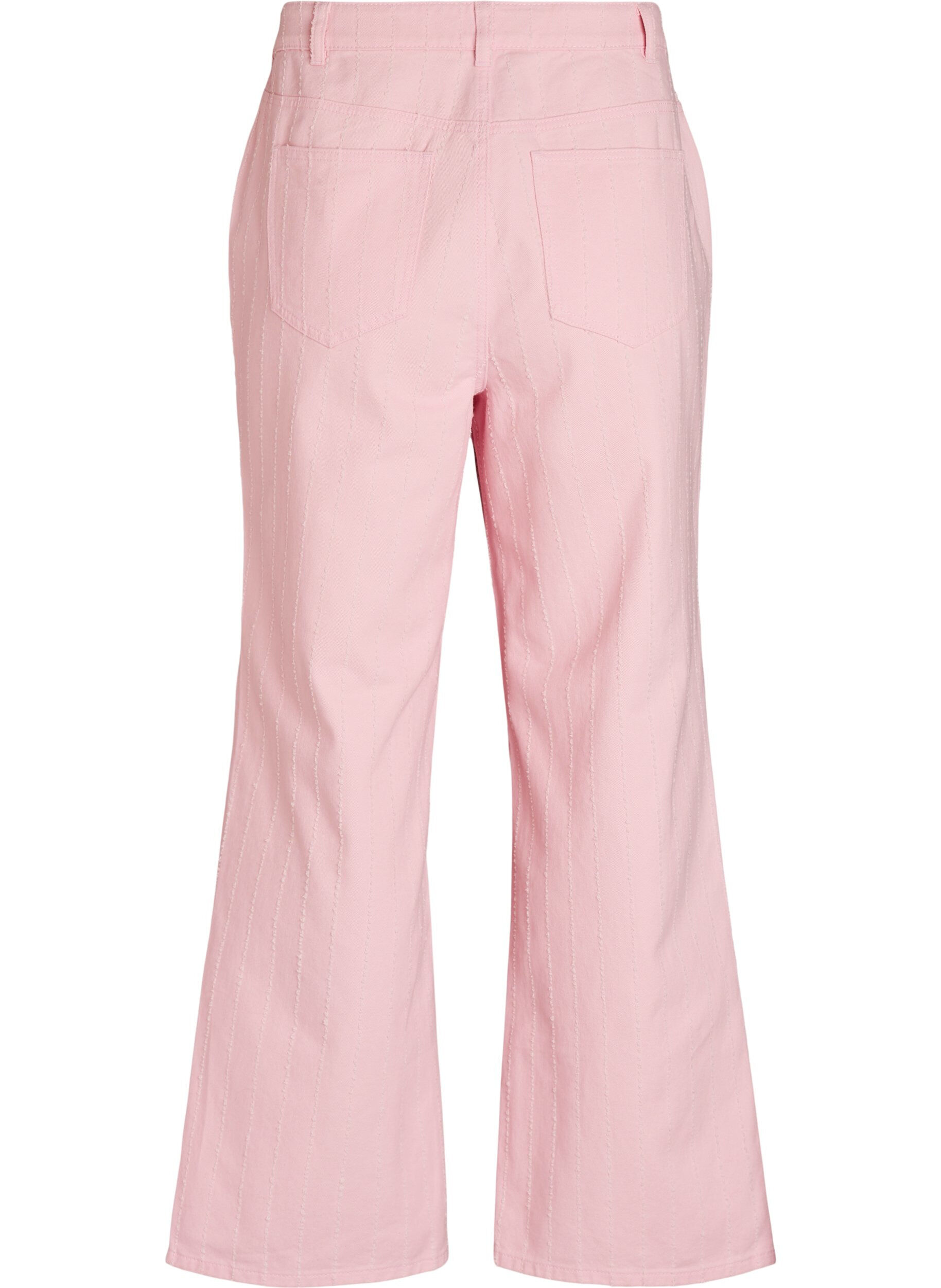 Zizzi Myra jeans i farvet denim med wide fit og teksturm&oslash;nster, Lyser&oslash;d, Packshot image number 1