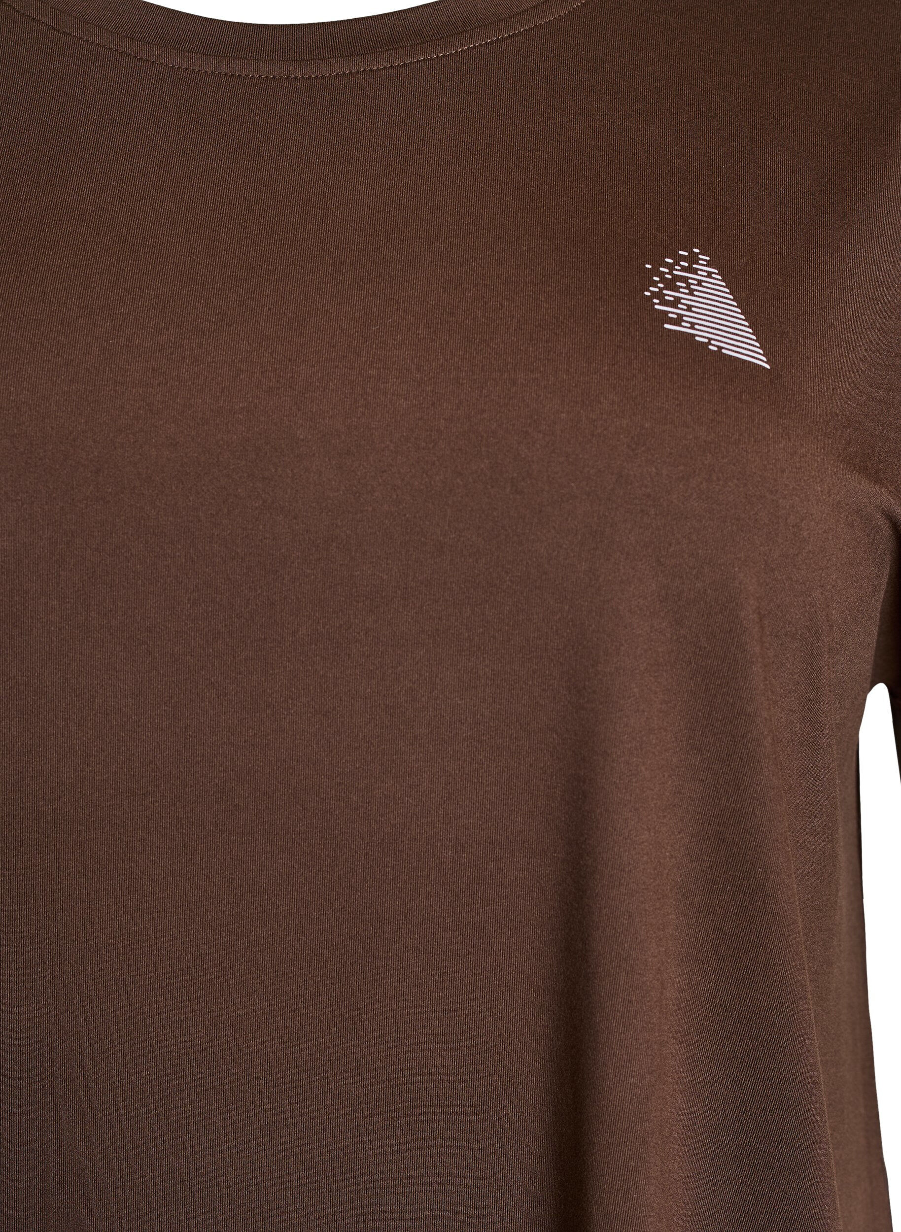 Zizzi Ensfarvet tr&aelig;nings t-shirt, Brun, Packshot image number 2