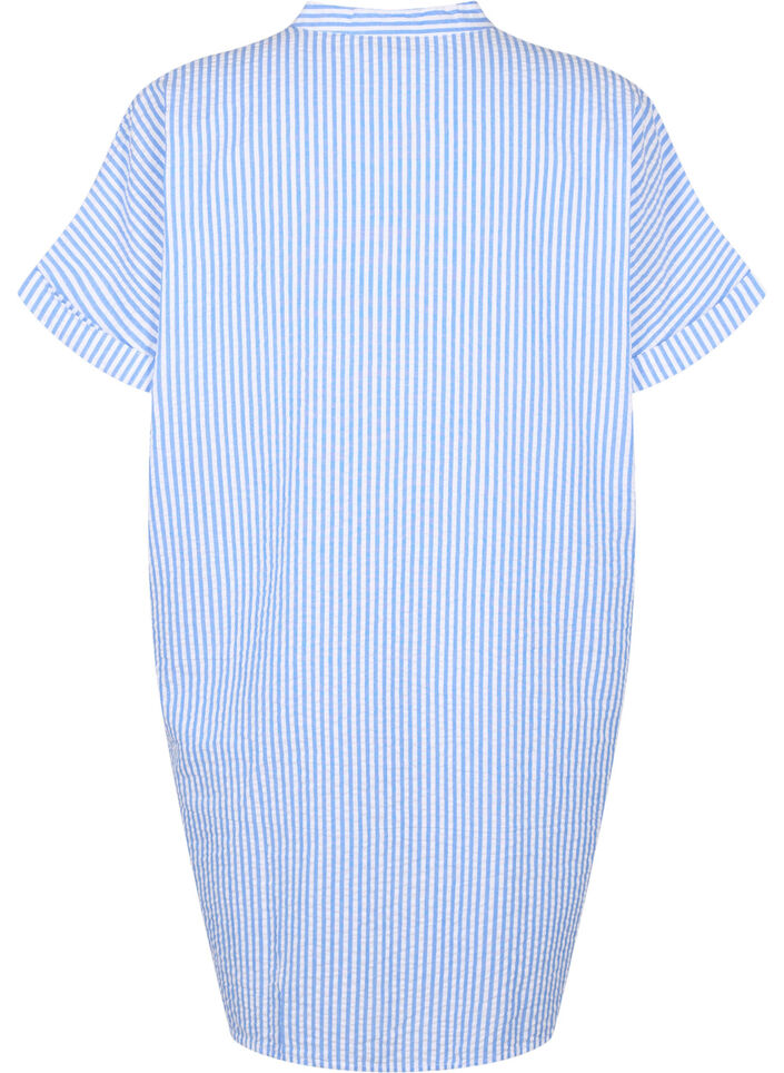 Stribet skjorte med brystlommer, Light Blue Stripe , Packshot image number 1
