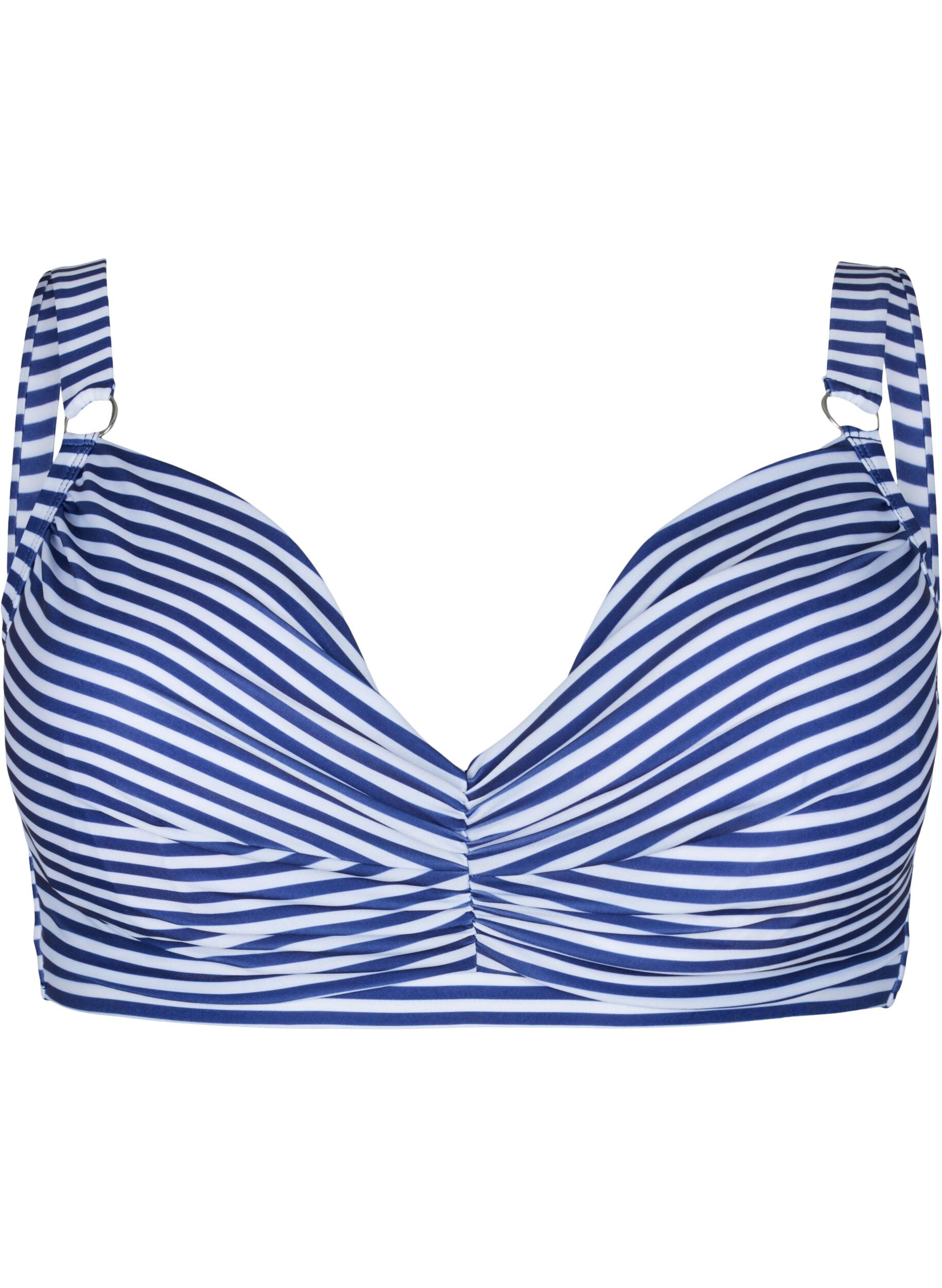 Zizzi Printet bikini bh med b&oslash;jle, Blue Striped, Packshot image number 0