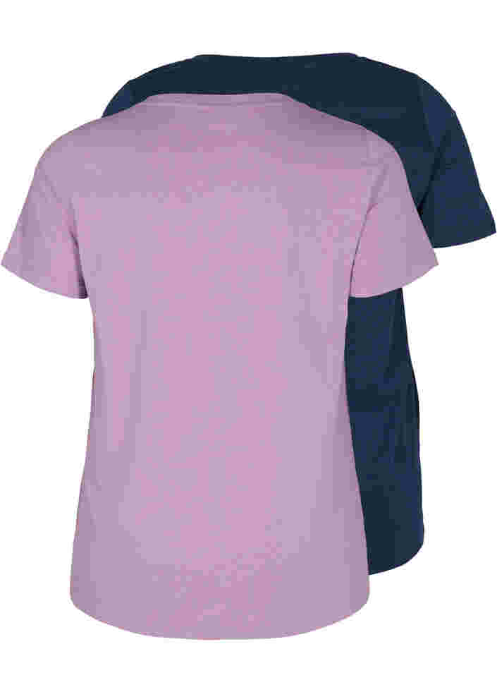 2-pak basis t-shirt i bomuld, Paisley Purple/Navy, Packshot image number 1