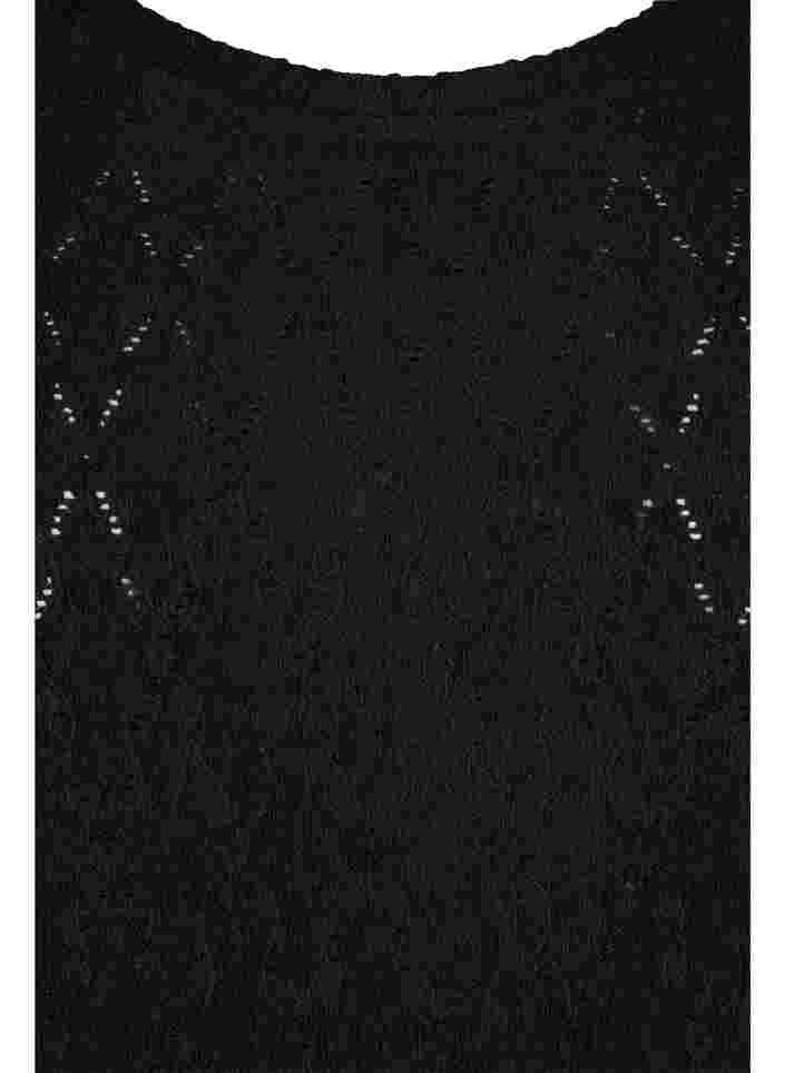 Bluse med 3/4 ærmer og strukturmønster, Black, Packshot image number 2