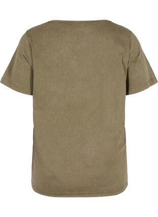 Kortærmet bomulds t-shirt med tryk , Ivy Green Wash, Packshot image number 1