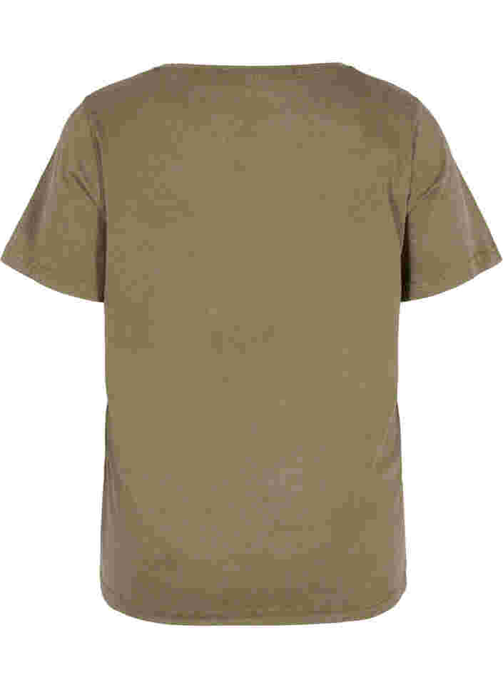 Kortærmet bomulds t-shirt med tryk , Ivy Green Wash, Packshot image number 1