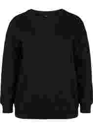 Bomulds sweatshirt med snøredetaljer, Black
