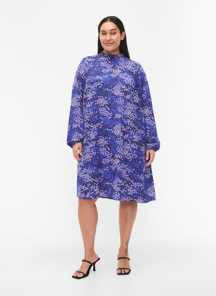 FLASH - Langærmet kjole med print, Dazzling Blue AOP, Model image number 2