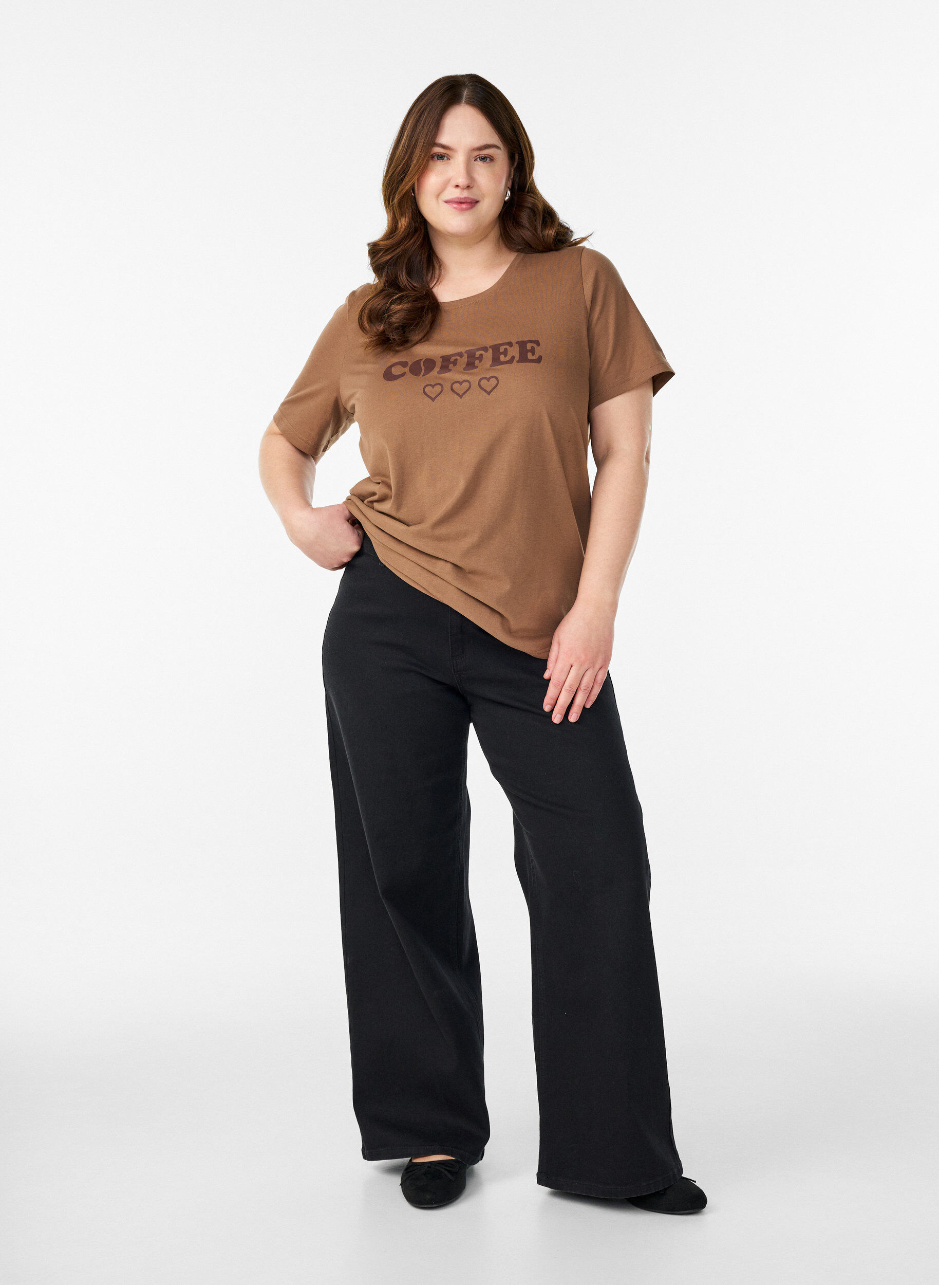 ZizziT-shirt med motiv, Brun, Model image number 1