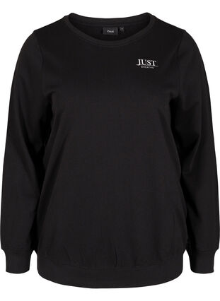 Sweatshirt i bomuldsmix, Black, Packshot image number 0
